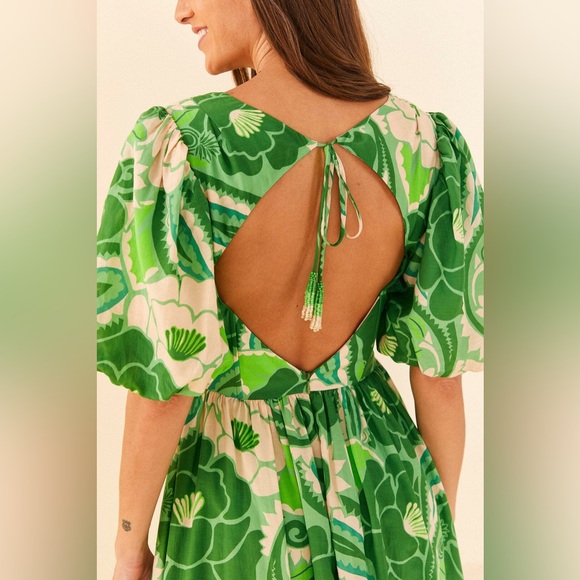 NWT FARM Rio Green Floral Midi Dress - Picture 3 of 6